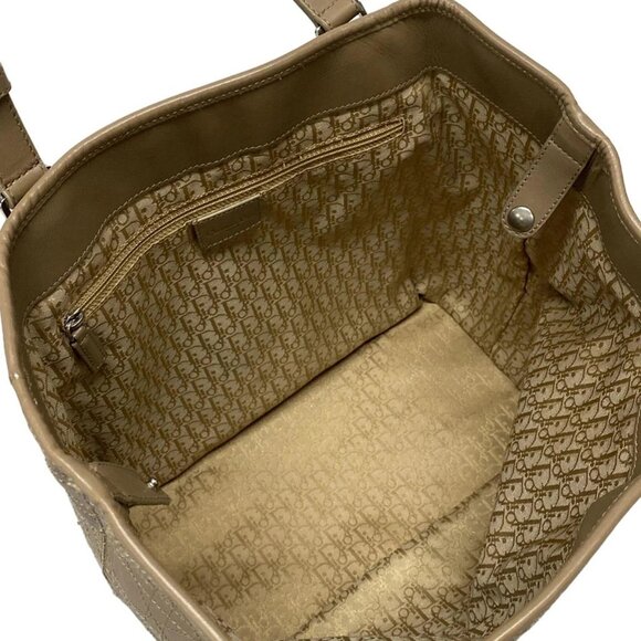 Auth DIOR/ChristianDior Rasta/Canaje Stitching Brown Leather Tote Bag - Picture 6 of 16